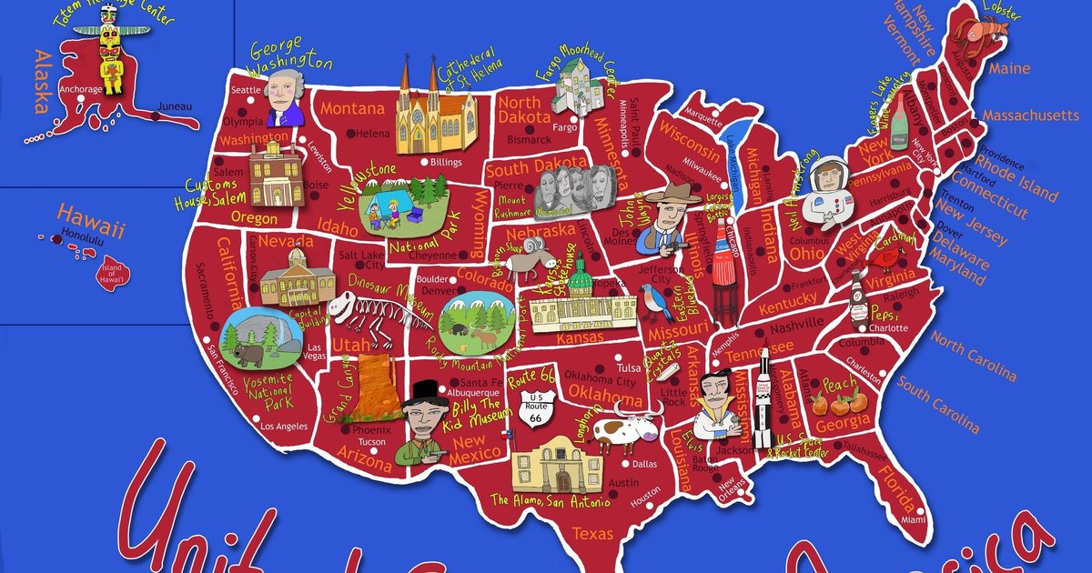 US States: Any City Except The Capital Map Quiz - By hjckr