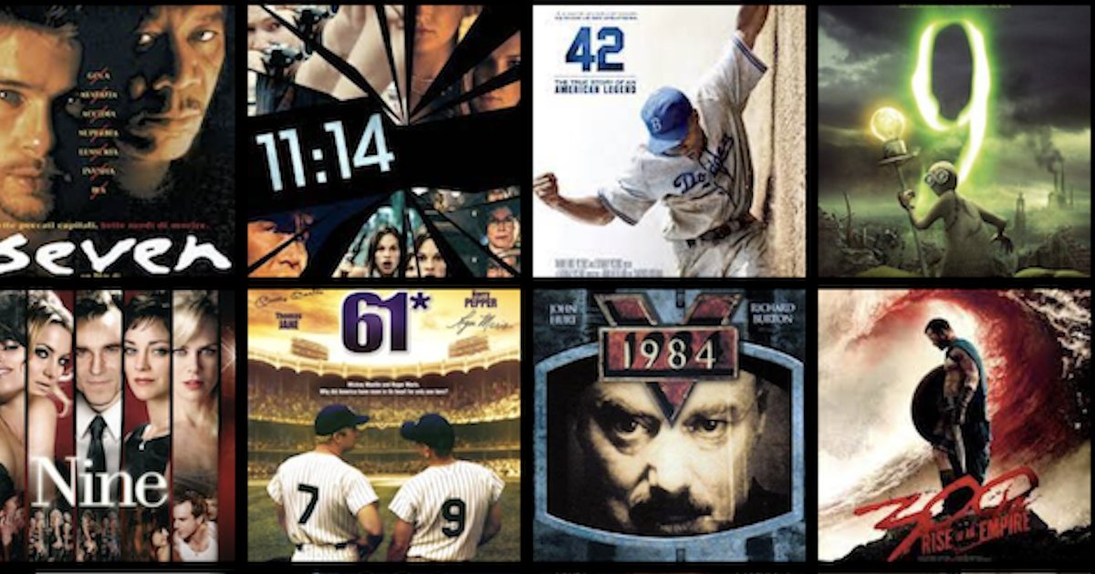 Movies by Release Year - Title Is a Number Quiz - By jlamp104