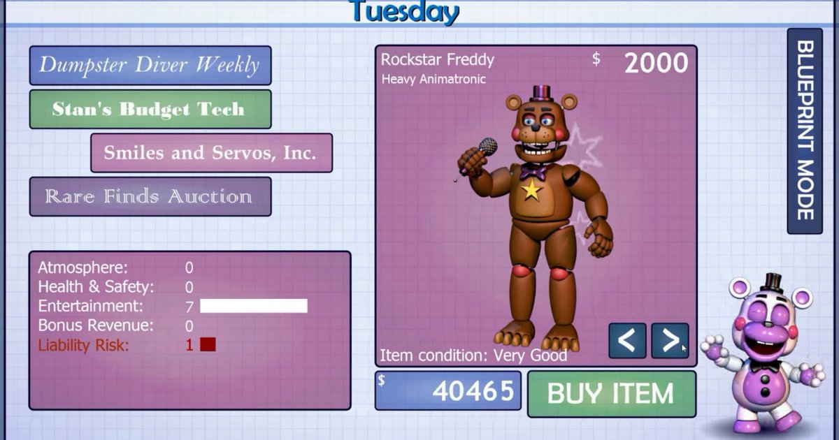 Freddy Fazbear's Pizza Simulator Catalog Items Quiz! By Crvenpizzadude