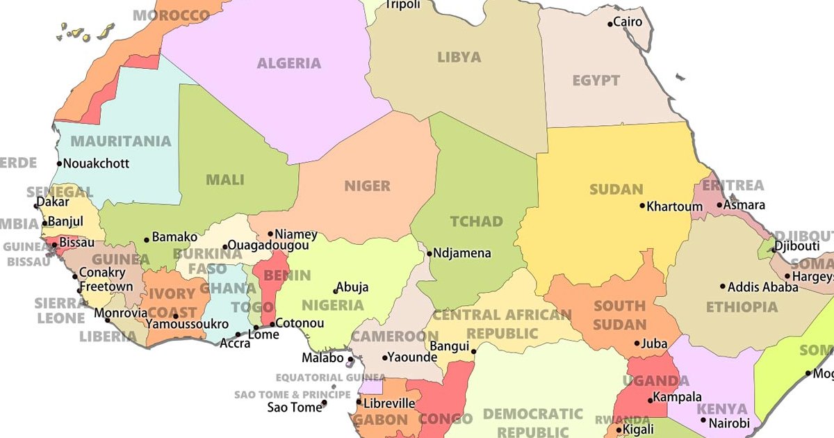 Capitals of Africa from their Country Outlines Quiz - By Butterfly360