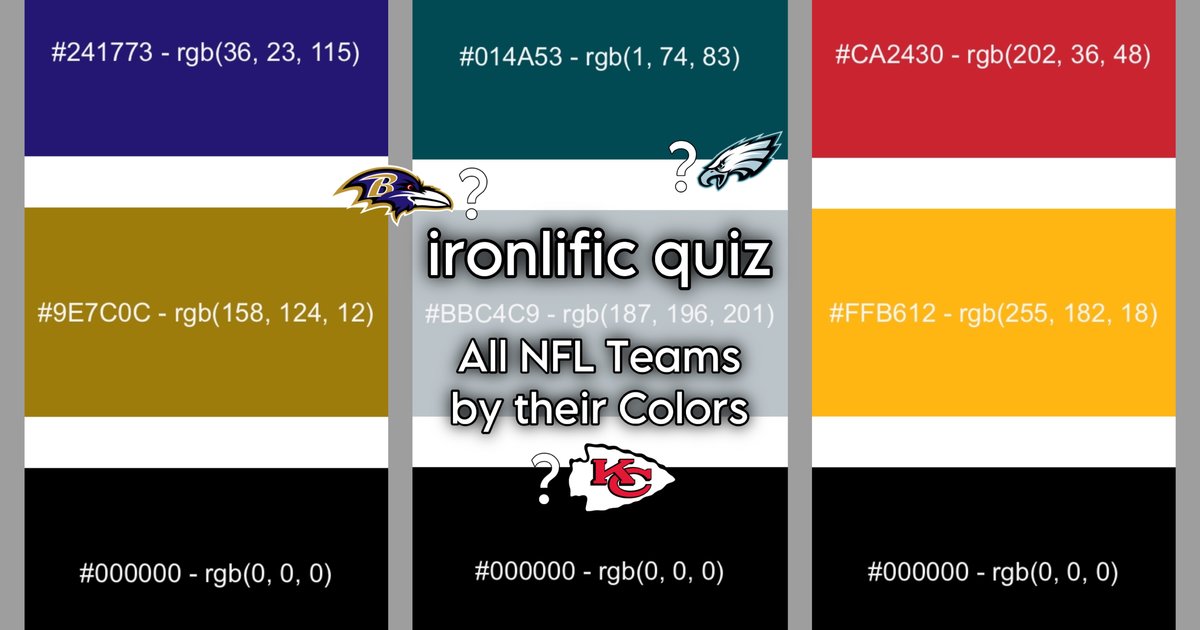 Nfl Color Code All NFL Teams by their Colors Quiz - By ironlific