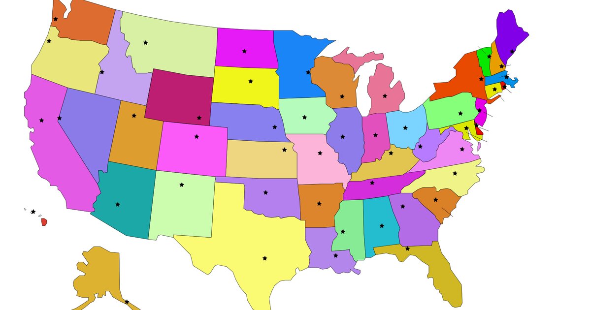 US States Capitals Map Quiz By Annaoneill 3334058