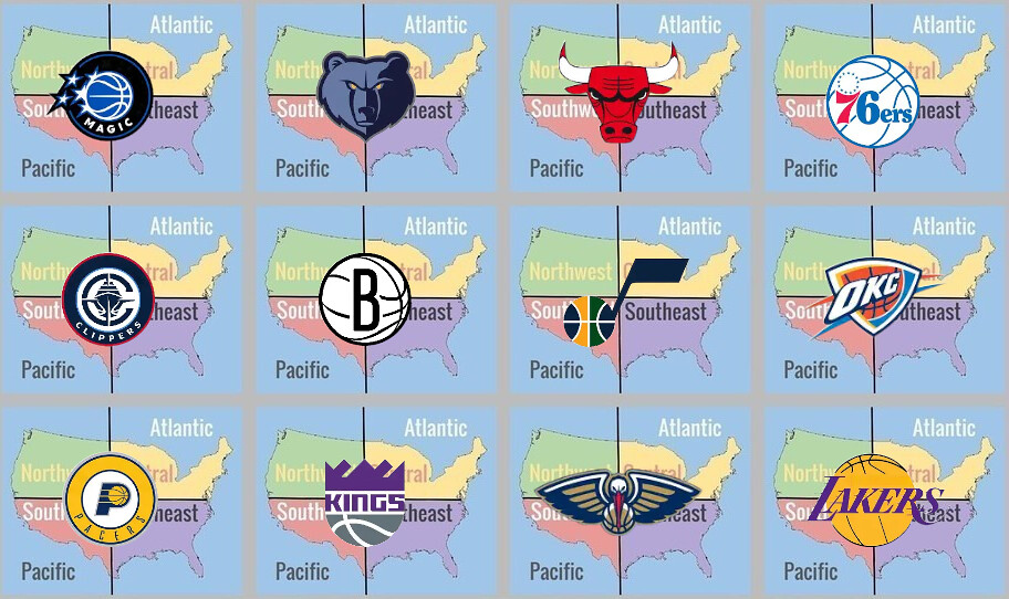 Nba Divbisions NBA Division Map Picture Click 2 Quiz - By Jaquizz_Rodgers