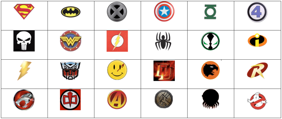 superhero logo list