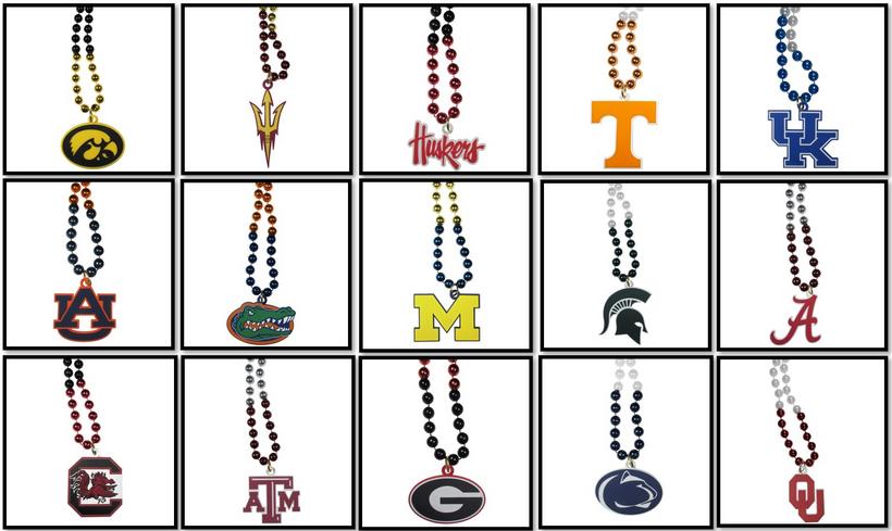 thumbnail image 2 of NCAA Licensed Alabama Crimson Tide Mardi Gras Sports Beads With Medallion *New 2 of 12