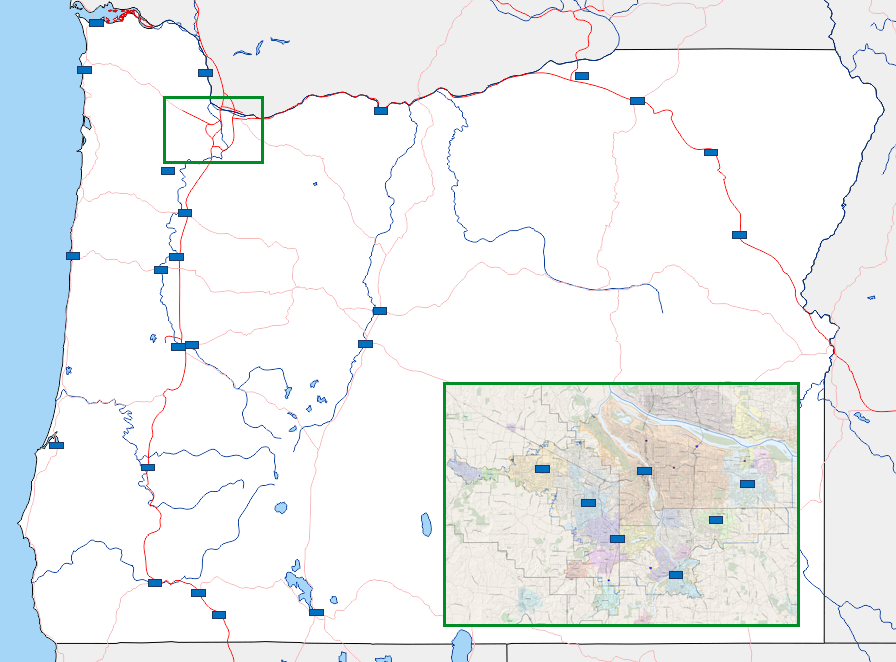 Oregon challenge: Place 30 cities on a map Quiz - By 40AngryMexicans
