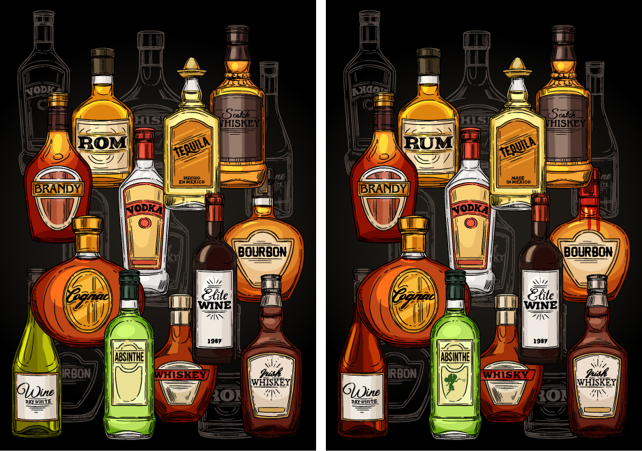 Click the Differences Liquor Bottles Quiz By Stavia